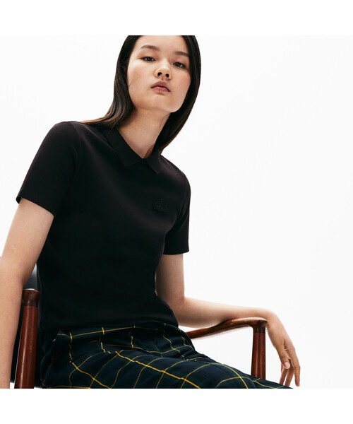 「LACOSTE L!VE」 半袖ポロシャツ 38 ブラック レディース_画像4