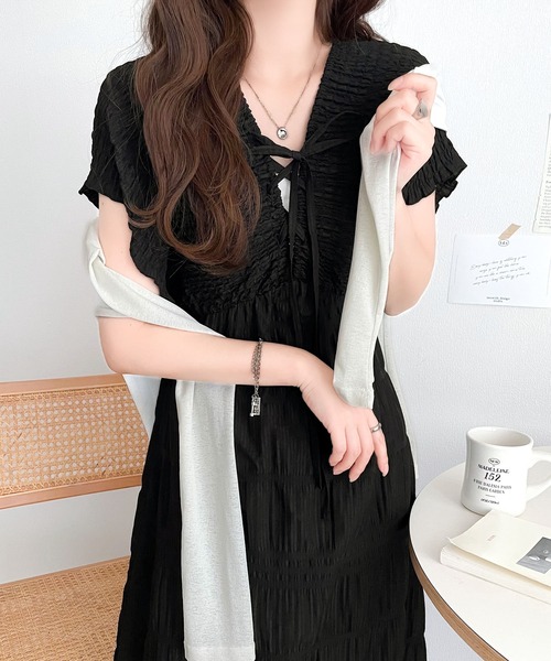 「mily bilet」 半袖ワンピース MEDIUM ブラウン レディース_画像3