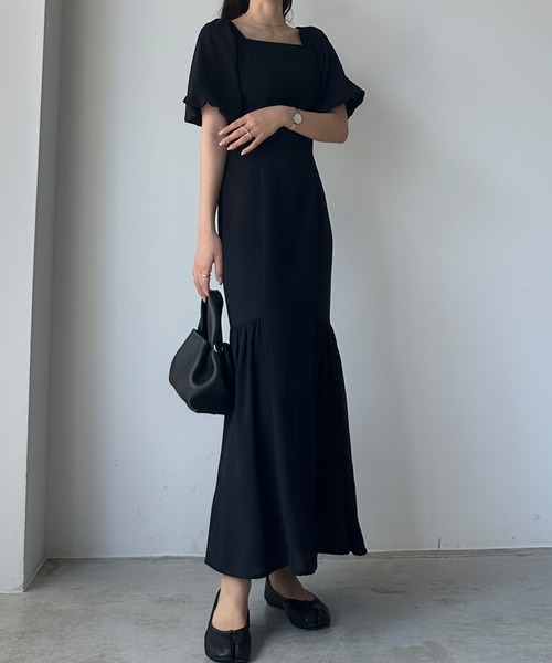 「Louere」 半袖ワンピース SMALL ブラック レディース_画像7