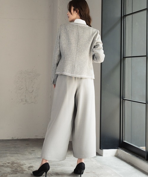 Flolia（フロリア） セットアップ ノーカラー ツイードジャケット 巻き