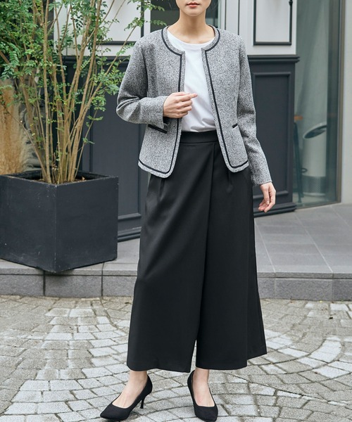 伊太利屋　イタリヤ　ツイード　ノーカラー　スカート　セットアップ　スーツ　９ 伊太利屋 イタリヤ ツイード ノーカラー スカート セットアップ スーツ