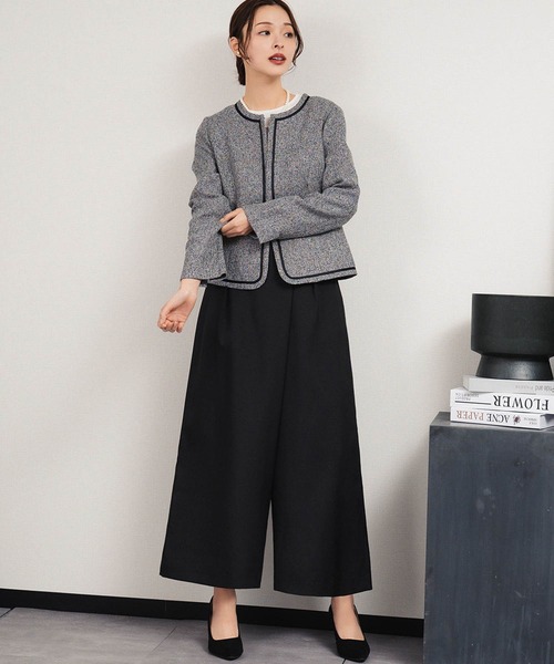 Flolia（フロリア） セットアップ ノーカラー ツイードジャケット 巻き