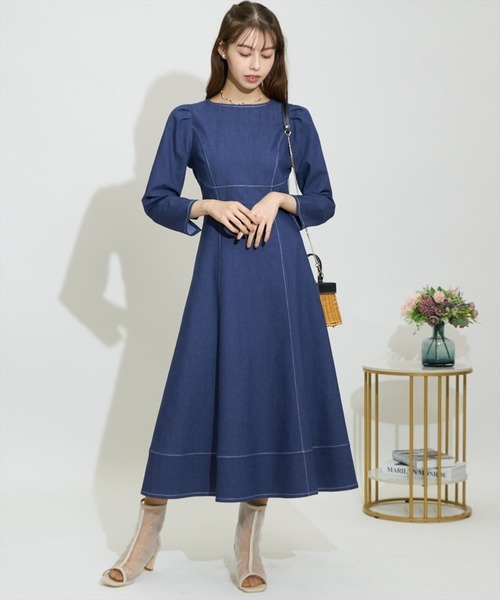 「SWINGLE」 7分袖ワンピース FREE ブラック レディース_画像3