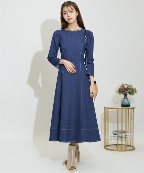 「SWINGLE」 7分袖ワンピース FREE ブラック レディース_画像5