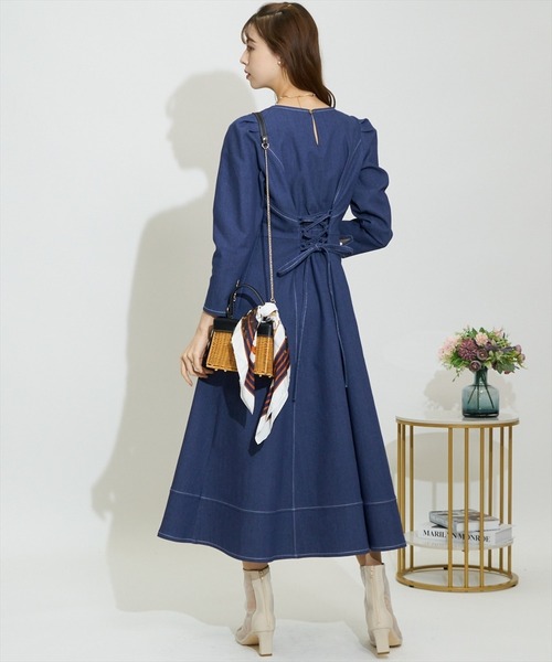 「SWINGLE」 7分袖ワンピース FREE ブラック レディース_画像7