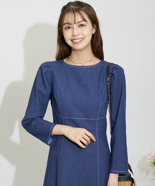 「SWINGLE」 7分袖ワンピース FREE ブラック レディース_画像8