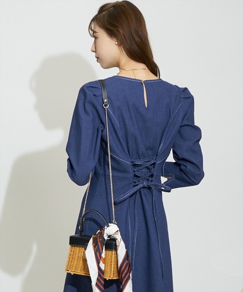 「SWINGLE」 7分袖ワンピース FREE ブラック レディース_画像9