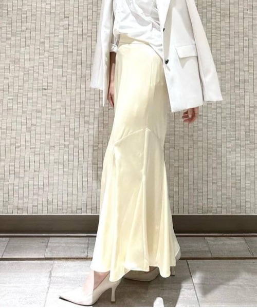 anuans ホワイトmサイズ anuans（アニュアンス） ロングスカート MEDIUM ホワイト レディース