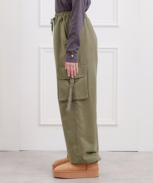 パンツ ピーチ起毛ベーシックカーゴパンツ キッズ 子供服 女の子 PINK