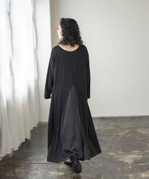 「OSMOSIS」 7分袖ワンピース ONE SIZE ブラック レディース_画像3