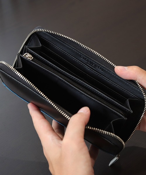 黒いレザー長財布 リザード 長財布 シャイニング加工 大容量 カード15枚 トカゲ メンズ