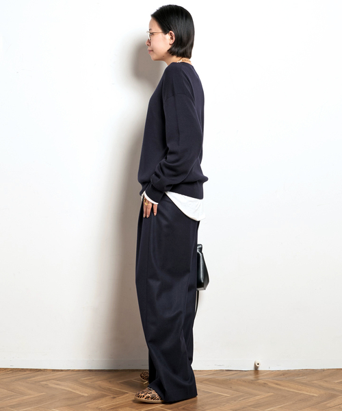 EVERYDAY I LIKE. スラックス パンツ *イージーワイドパンツ(フラノ)2