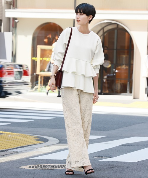 「ELFRANK」 スウェットカットソー FREE オフホワイト レディース_画像4