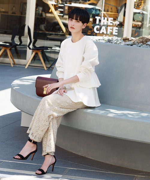 「ELFRANK」 スウェットカットソー FREE オフホワイト レディース_画像6