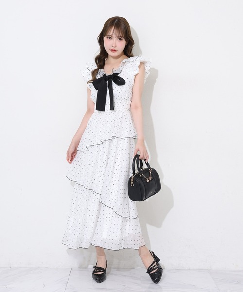 リボンミュールバックストラップパンプス ブラック one after another NICE CLAUP パンプス ミュール リボンミュール