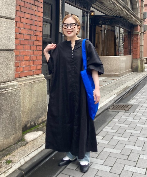 「PUAL CE CIN」 7分袖ワンピース M ベージュ レディース_画像2