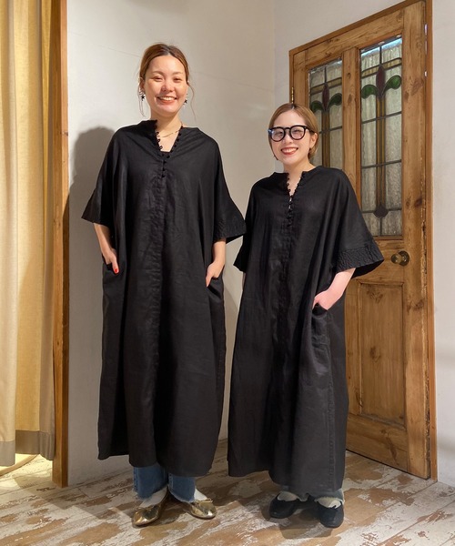 「PUAL CE CIN」 7分袖ワンピース M ベージュ レディース_画像4