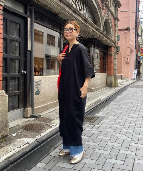 「PUAL CE CIN」 7分袖ワンピース M ベージュ レディース_画像5