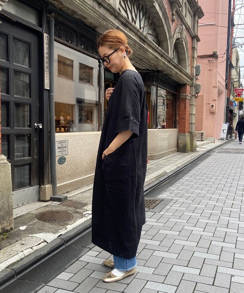 「PUAL CE CIN」 7分袖ワンピース M ベージュ レディース_画像6