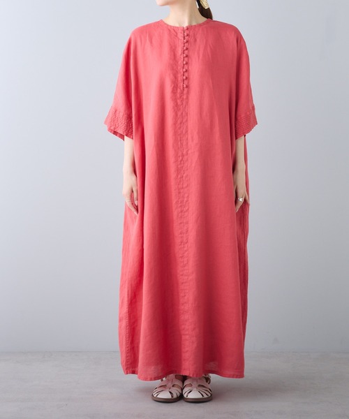 「PUAL CE CIN」 7分袖ワンピース M ベージュ レディース_画像9