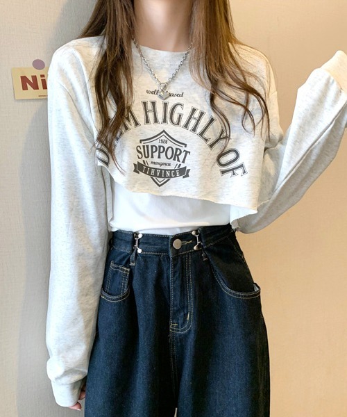 「Riff」 長袖カットソー FREE グレー レディース_画像9