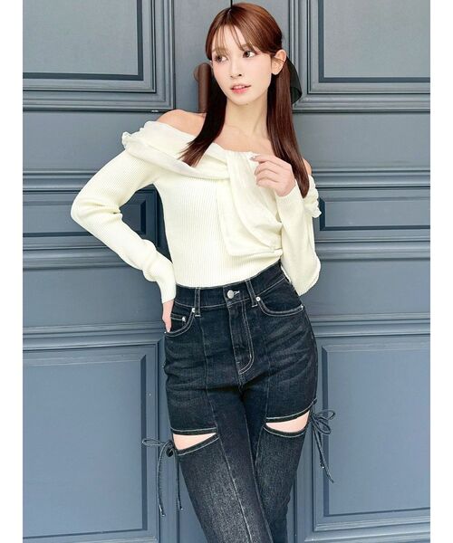 新品未使用　フロントリボンニットトップス フロントリボンニットトップス