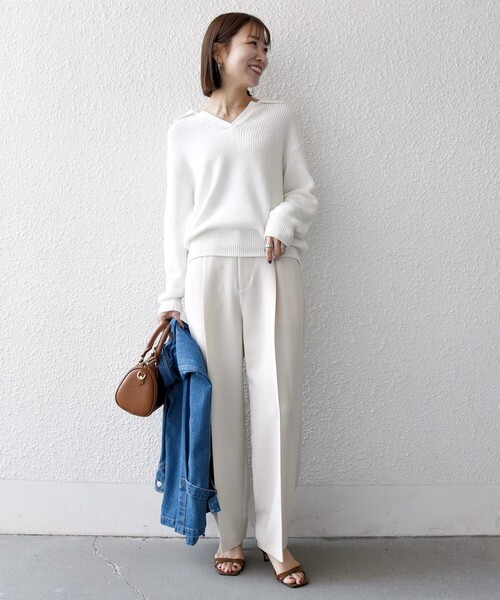 SHIPS any パンツ any:「洗濯機可能」ダブルクロス タック ストレート