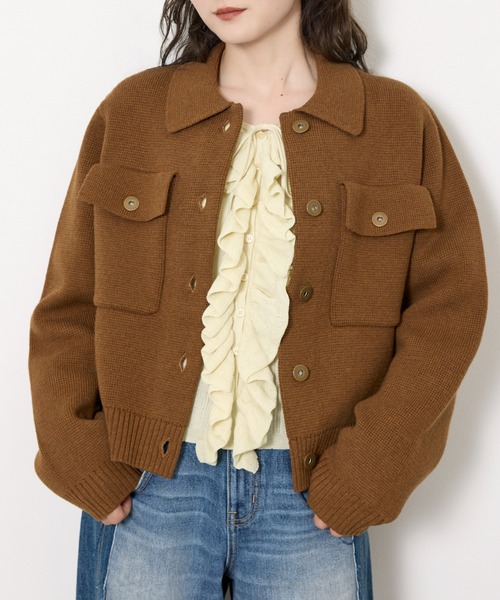 SLY - スライ 長袖カーディガン レディース SIZE FREE (M) SLY SLY（スライ） カーディガン FRONT BUTTON KNIT C/D フロントボタン