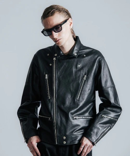 crimie クライミー レザージャケット 牛革 美品 XL CRIMIE（クライミー） 革ジャン ライダース W BIKER SPANISH LAMB