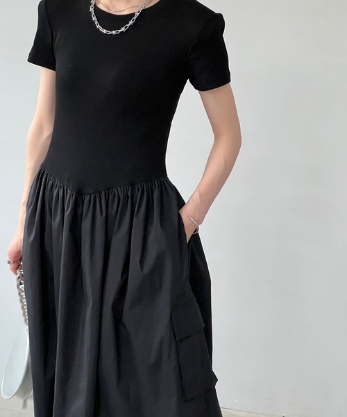 「chuclla」 ドッキングワンピース M ブラック レディース_画像2