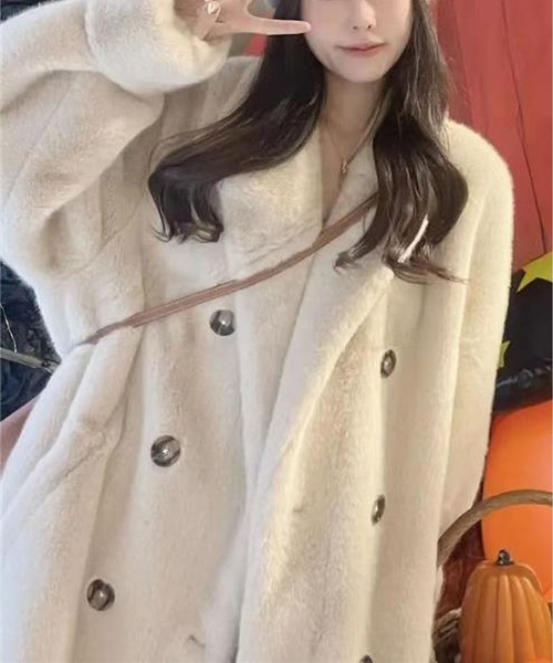 「MAISON DE THERESE」 「fashion」ステンカラーコート S アイボリー レディース_画像2