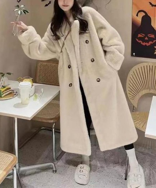 「MAISON DE THERESE」 「fashion」ステンカラーコート S アイボリー レディース_画像3