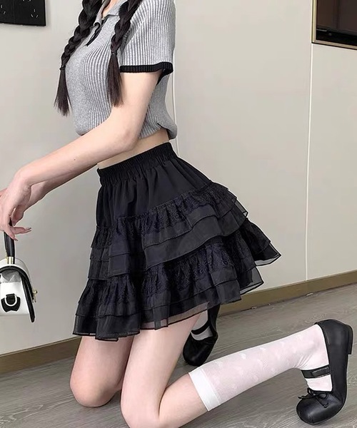 「shopnikoniko」 フリルスカート フリー ホワイト レディース_画像4