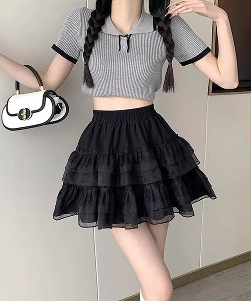 「shopnikoniko」 フリルスカート フリー ホワイト レディース_画像5