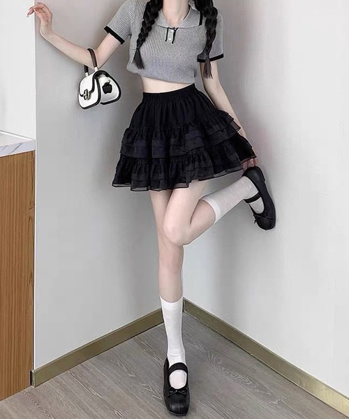 「shopnikoniko」 フリルスカート フリー ホワイト レディース_画像7