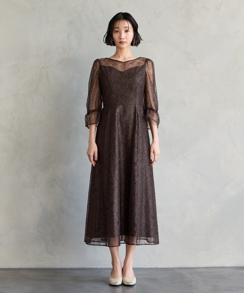 「AIMER」 7分袖ワンピース MEDIUM ネイビー レディース_画像4