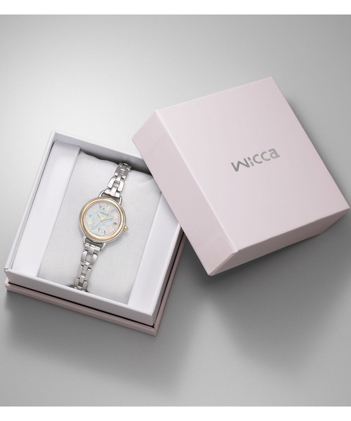 wicca（ウィッカ） 腕時計 ソーラーテック 電波時計 シルバー×ゴールド