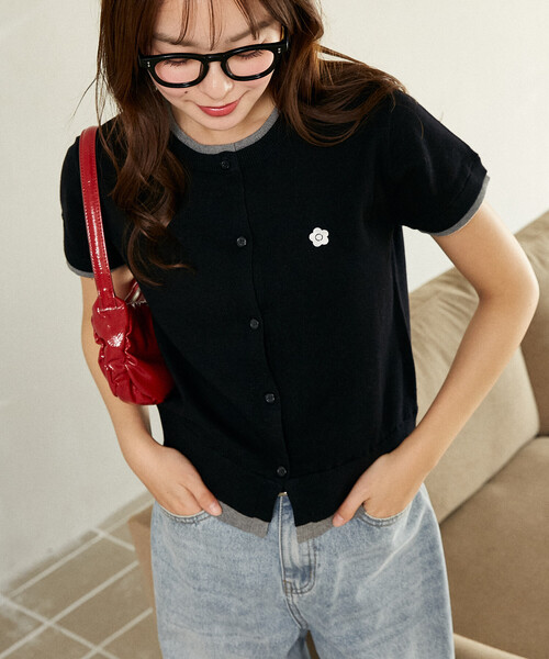 未使用✨MARY QUANT MQロゴディジーワッペン カーディガン（ブラック） MARY QUANT（マリークワント）の「MQロゴデイジーワッペン