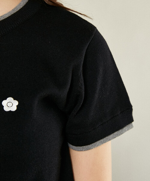 マリークワント　モノグラムジャカードニット カーディガン　ブラック MARY QUANT（マリークヮント） カーディガン マリークワント