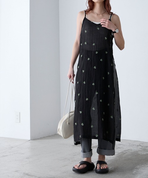 BONLECILL（ボンルシール） ワンピース 夏 フラワー刺繍シアー