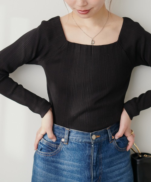「natural couture」 長袖カットソー FREE ブラック レディース_画像2