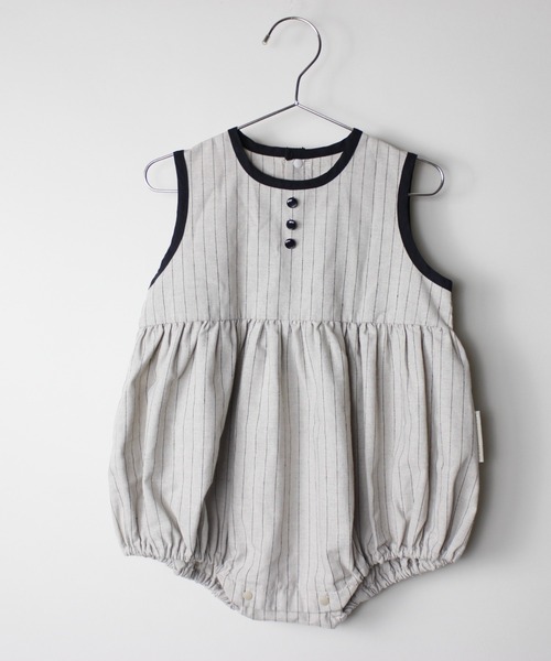 maarook（マルーク） ベビー服 ロンパース コットンリネンストライプ 