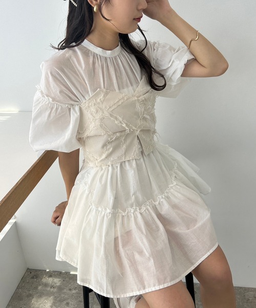 「one after another NICE CLAUP」 7分袖ワンピース FREE ピンク レディース_画像3