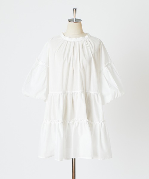「one after another NICE CLAUP」 7分袖ワンピース FREE ピンク レディース_画像4