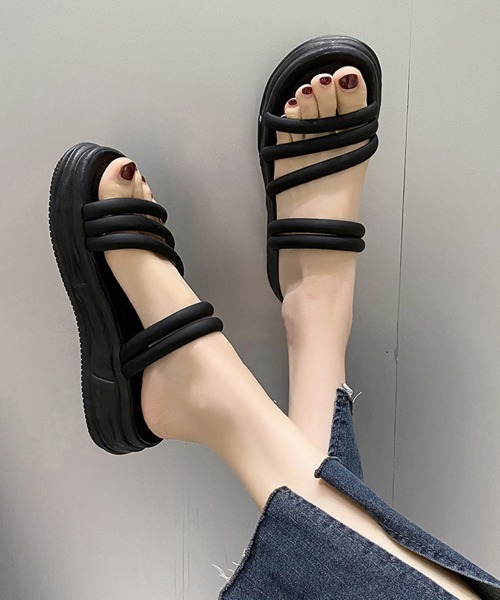 「Miniministore」 フラットサンダル 24.5cm アイボリー レディース_画像3