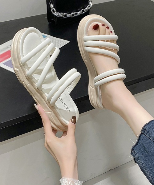 「Miniministore」 フラットサンダル 24.5cm アイボリー レディース_画像5