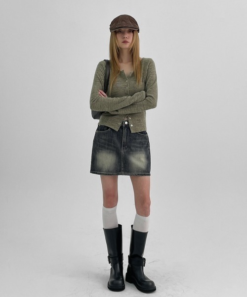 「BLACKUP」 長袖カットソー ONESIZE カーキ レディース_画像9