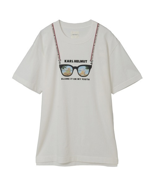 Karl Helmut tシャツ サングラスくまクラシック天竺半袖Tシャツ