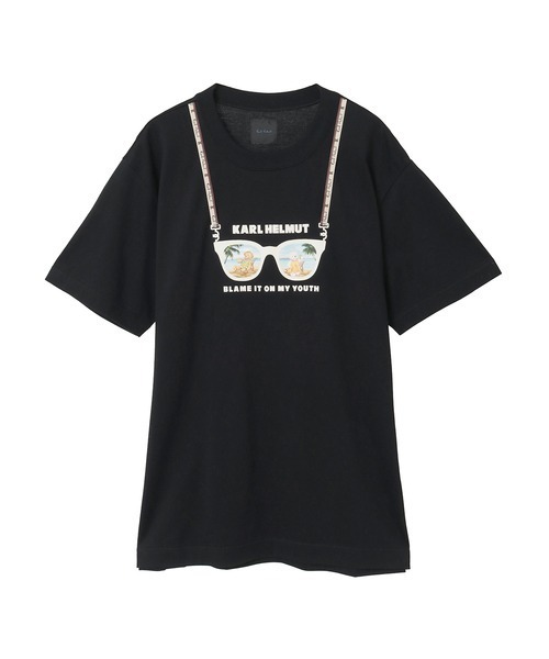 Karl Helmut tシャツ サングラスくまクラシック天竺半袖Tシャツ