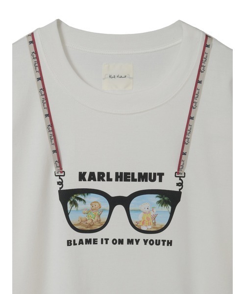 Karl Helmut tシャツ サングラスくまクラシック天竺半袖Tシャツ